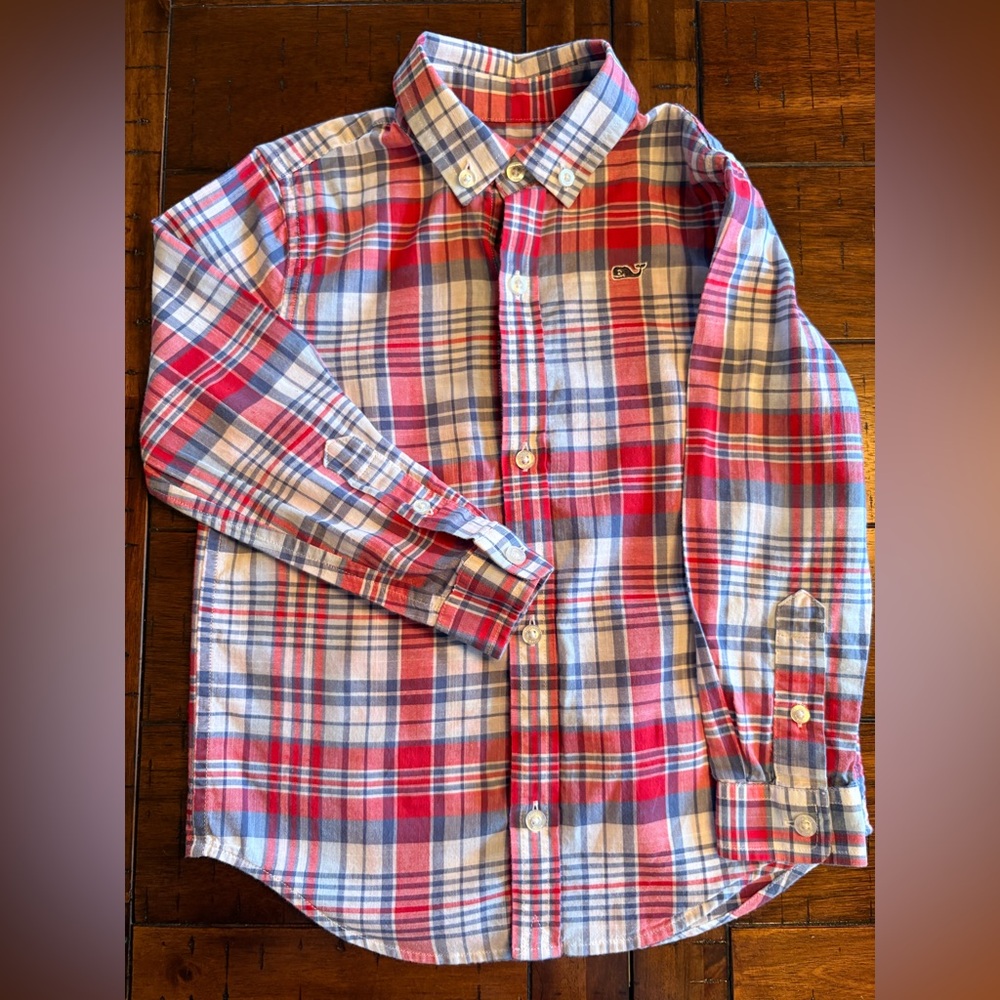 Vineyard Vines Plaid Shirt - Red, Blue, and White - 100% Cotton
